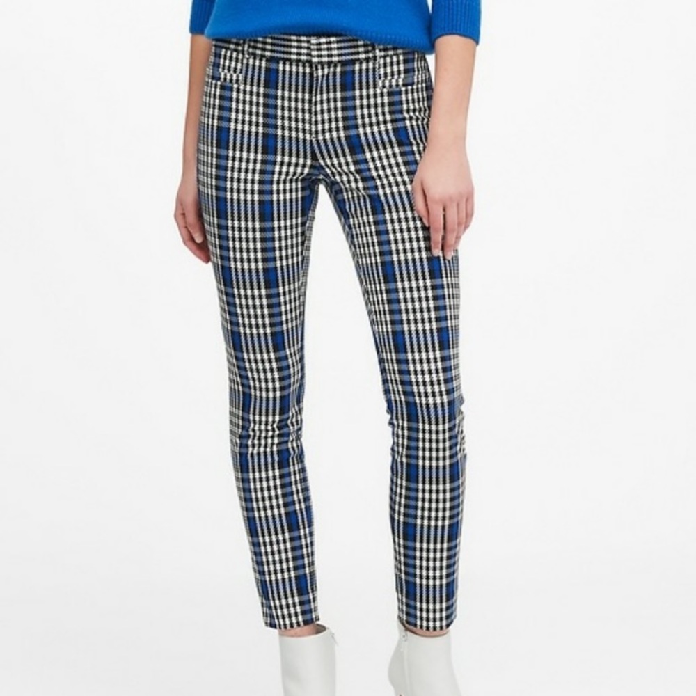 Banana republic blue black plaid pants 10 Sloan